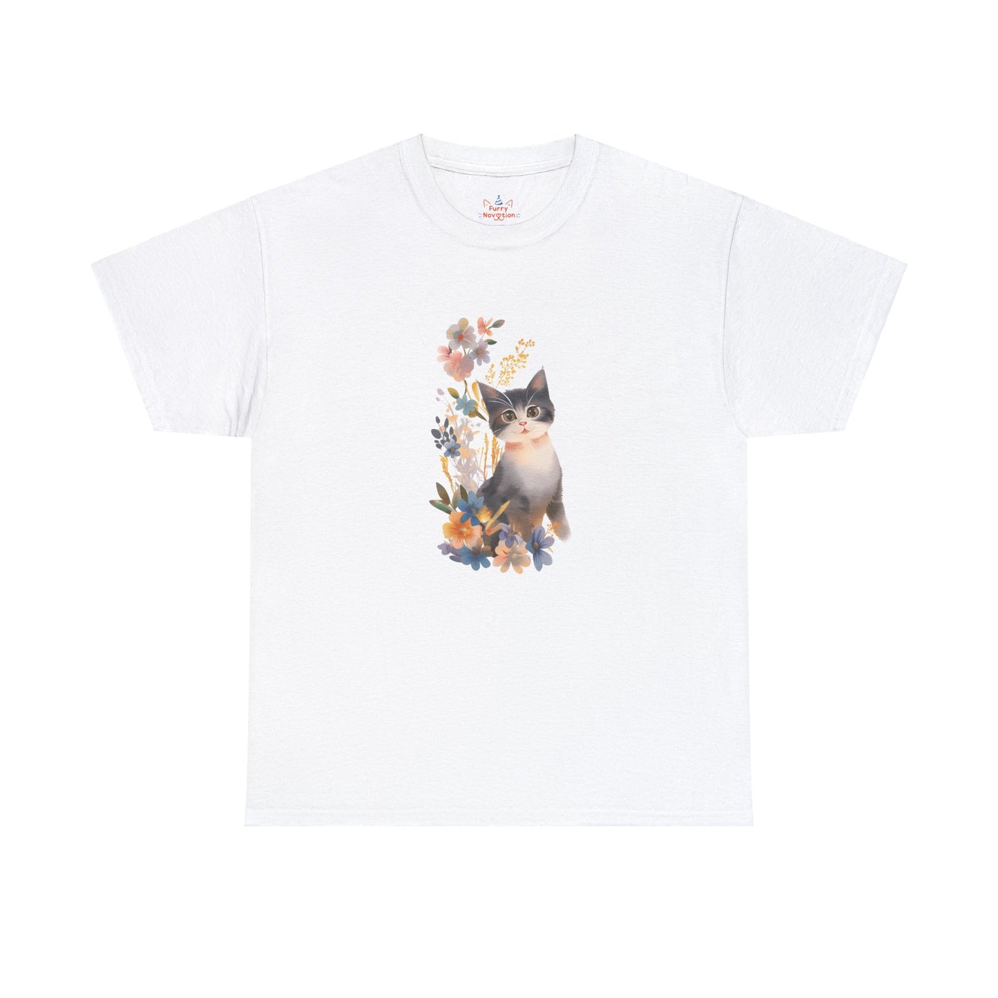 Cat With Flowers Cat T-shirt | Cat T-shirt | T-shirt | Furry Novation