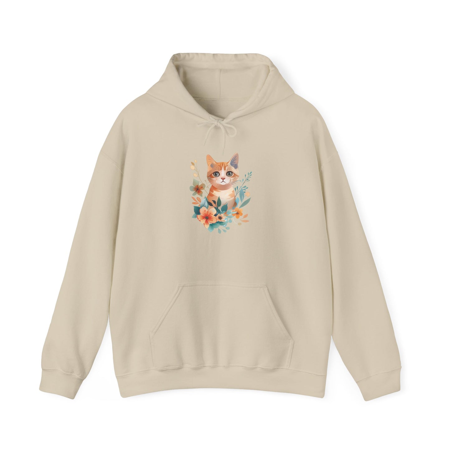 Flower With Orange Cat Hoodie | Cat Hoodie | Hoodie | Furry Novation