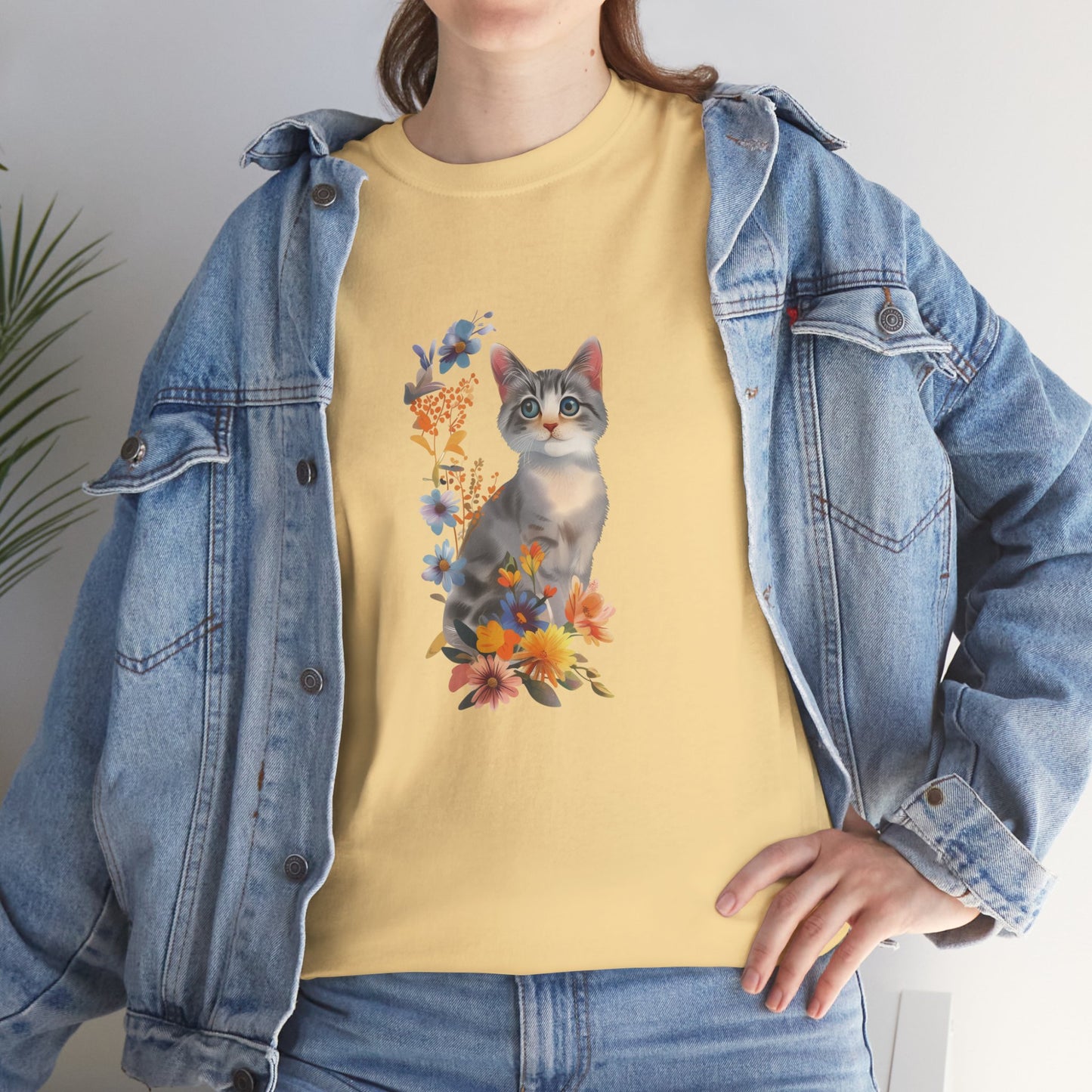 Cat With Flowers Cat T-shirt | Cat T-shirt | T-shirt | Furry Novation