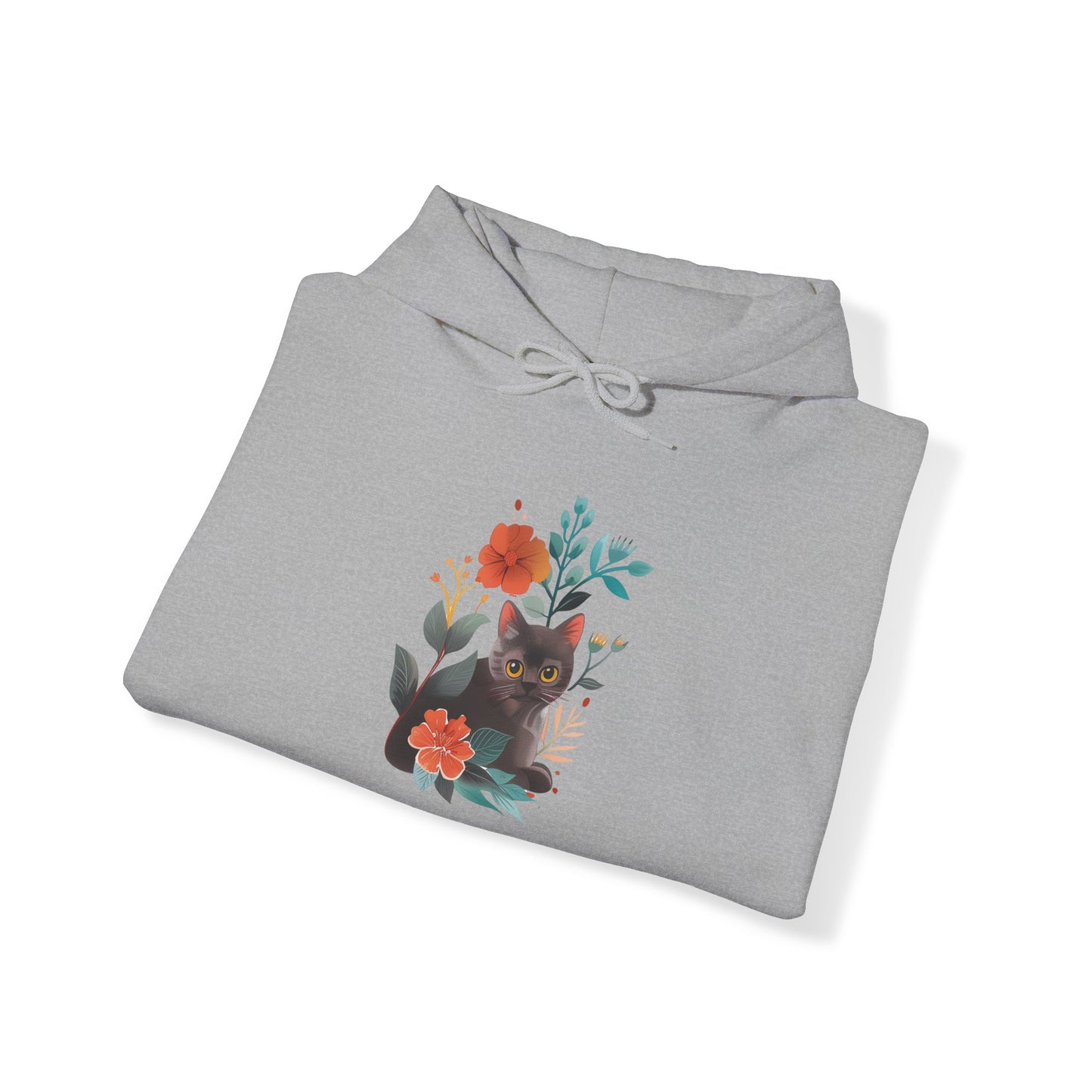 Flower With Cat Hoodie | Cat Hoodie | Hoodie | Furry Novation