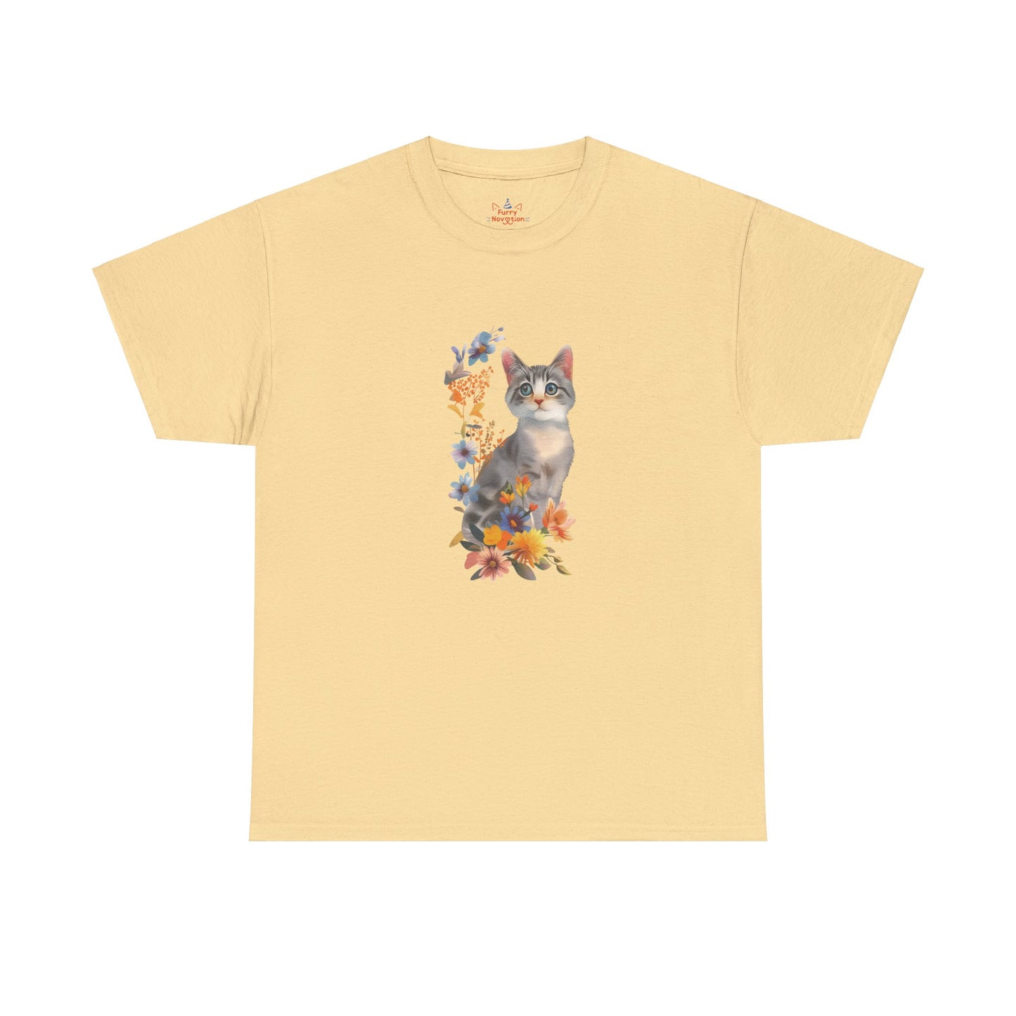 Cat With Flowers Cat T-shirt | Cat T-shirt | T-shirt | Furry Novation