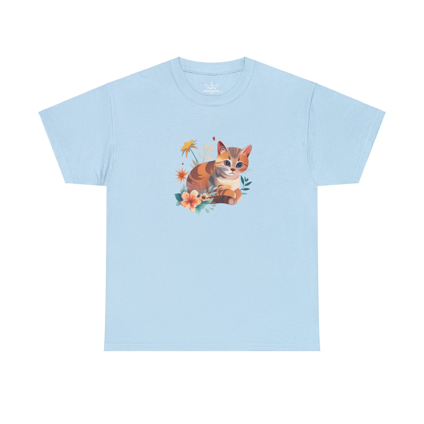 Cat With Flowers Cat T-shirt | Cat T-shirt | T-shirt | Furry Novation