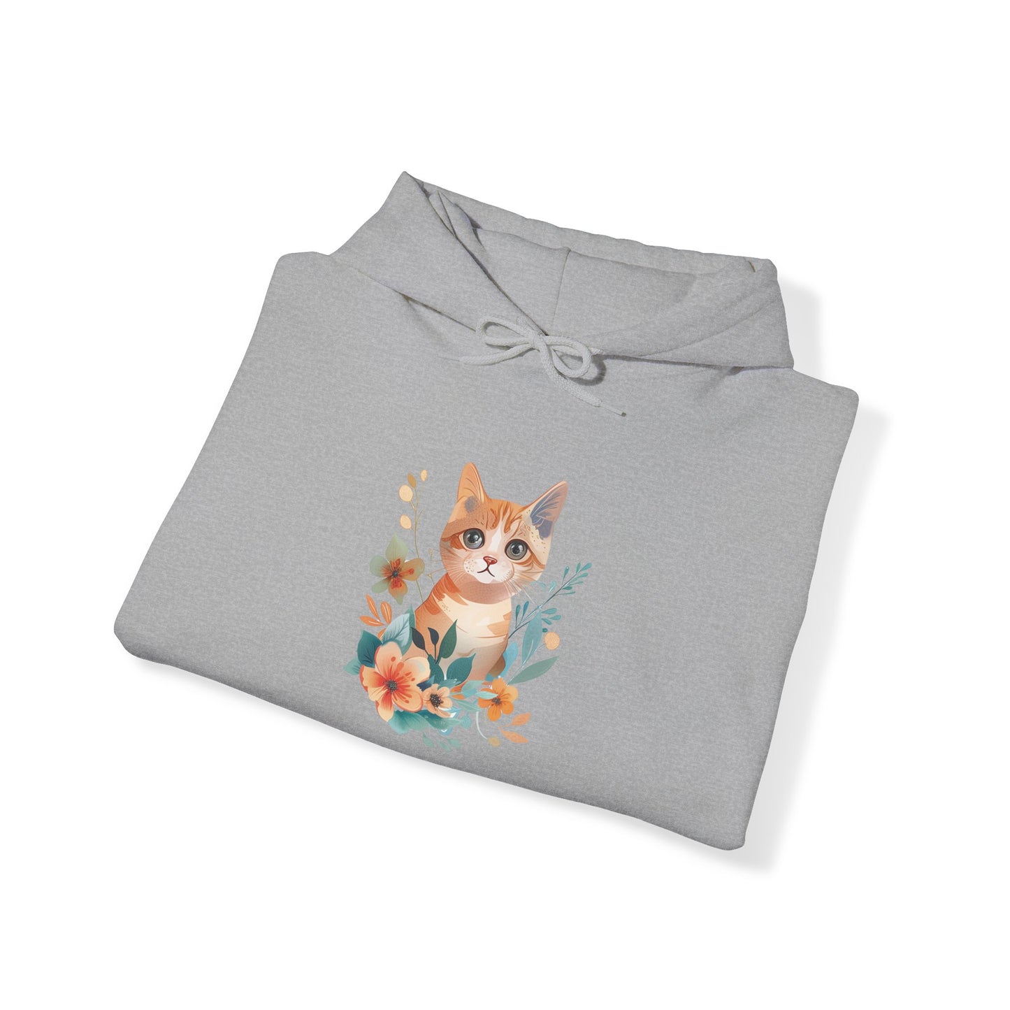 Flower With Orange Cat Hoodie | Cat Hoodie | Hoodie | Furry Novation