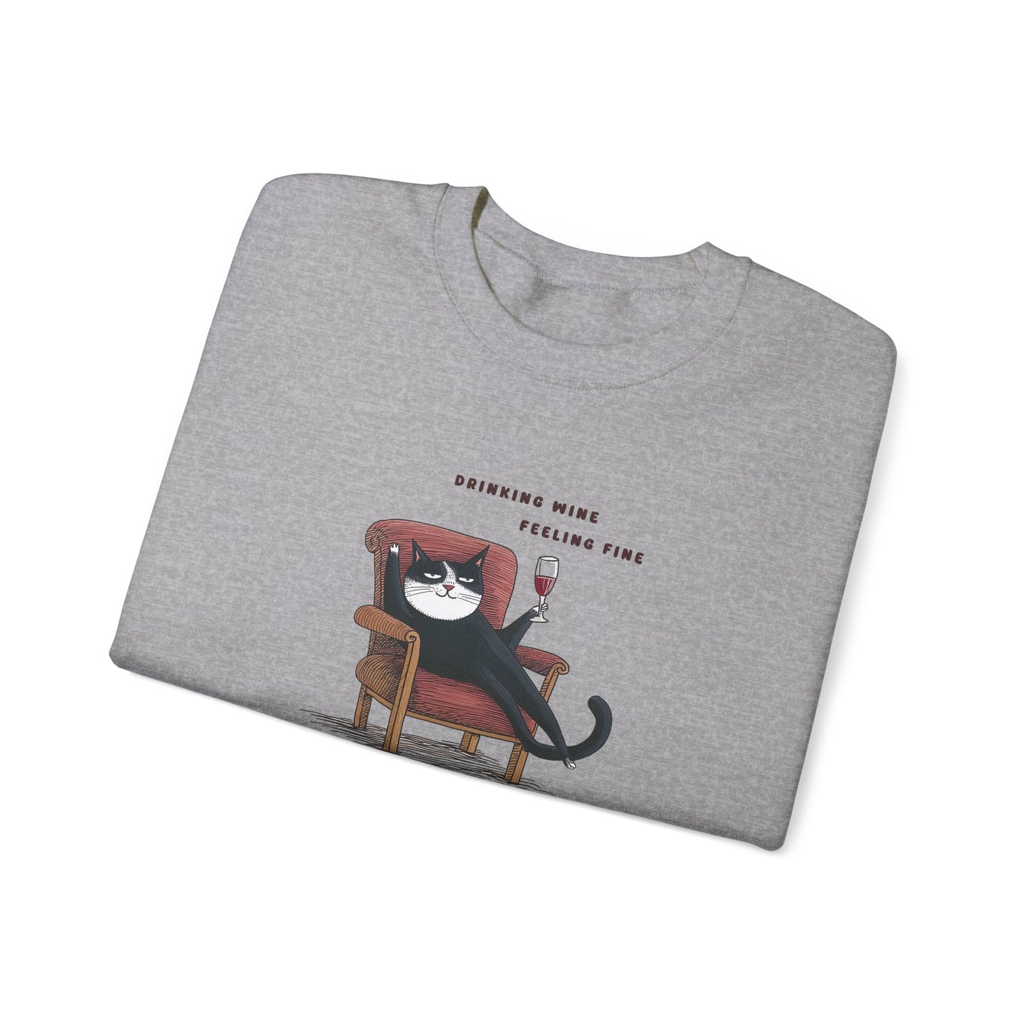 Cat Drinking Red Wine | Cat Sweatshirt | Sweatshirt | Furry Novation