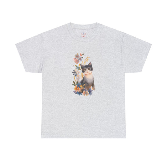 Cat With Flowers Cat T-shirt | Cat T-shirt | T-shirt | Furry Novation