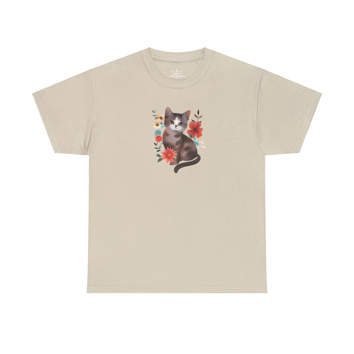 Cat With Flowers Cat T-shirt | Cat T-shirt | T-shirt | Furry Novation