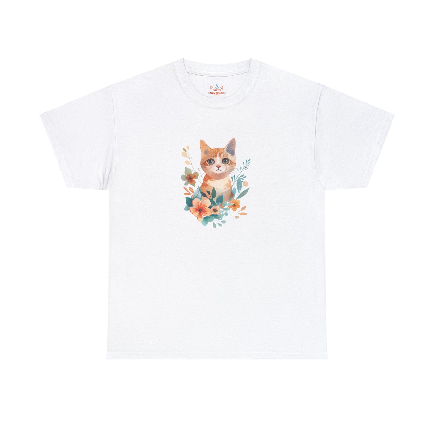 Cat With Flowers Cat T-shirt | Cat T-shirt | T-shirt | Furry Novation