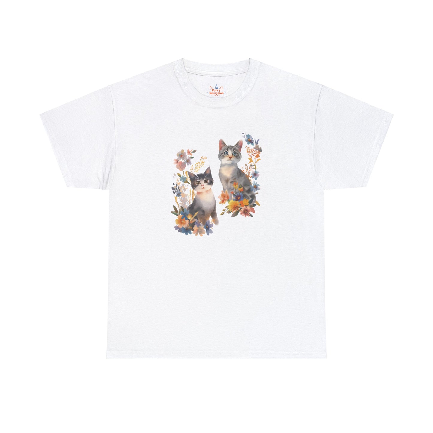 Cat With Flowers Cat T-shirt | Cat T-shirt | T-shirt | Furry Novation