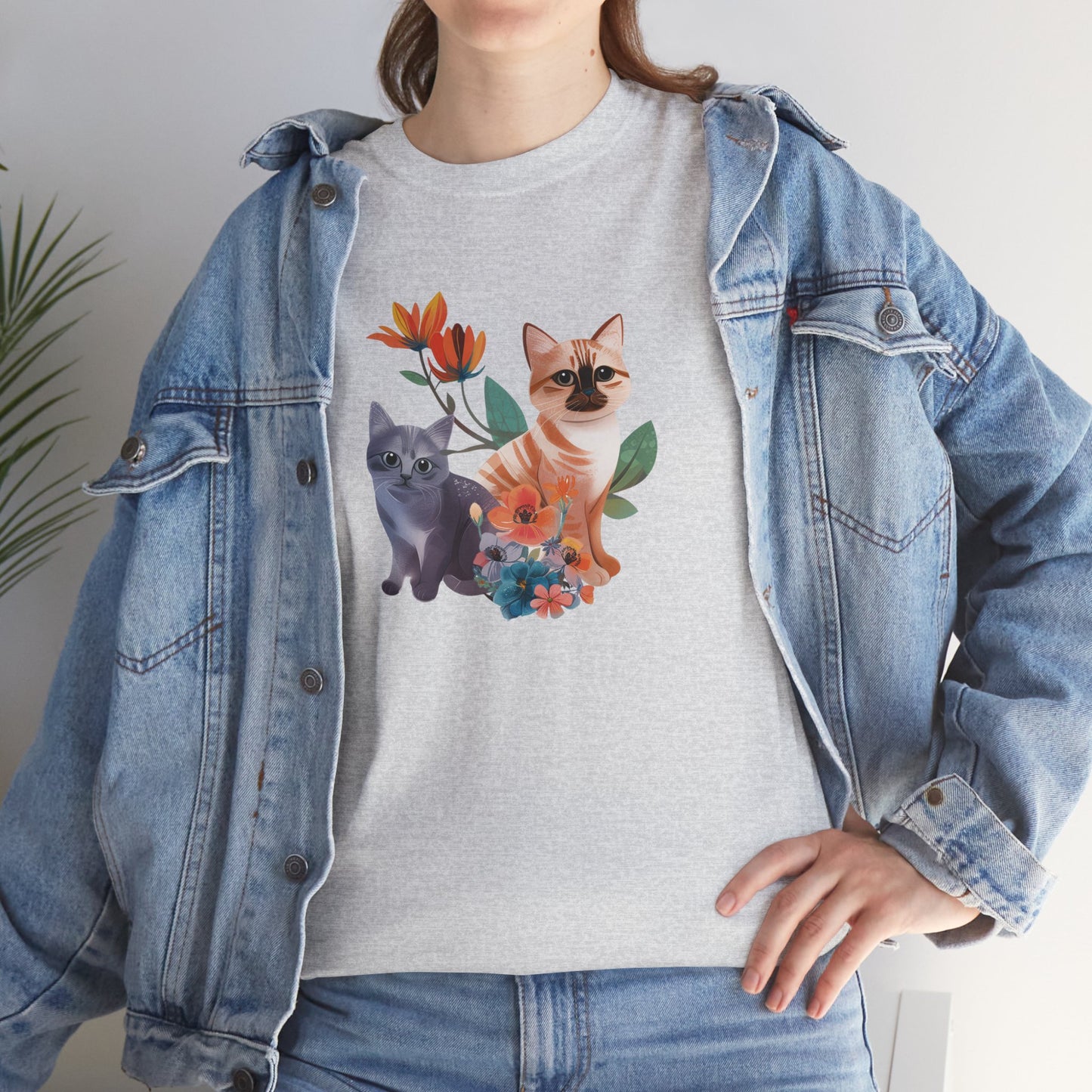 Cat With Flowers Cat T-shirt | Cat T-shirt | T-shirt | Furry Novation