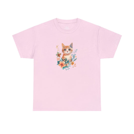 Cat With Flowers Cat T-shirt | Cat T-shirt | T-shirt | Furry Novation