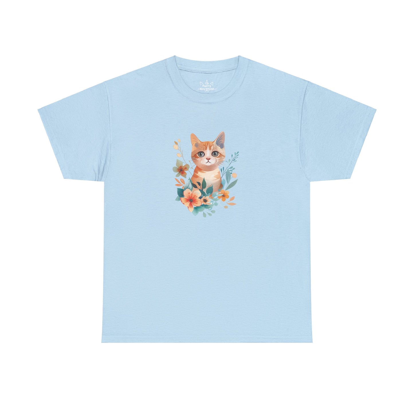 Cat With Flowers Cat T-shirt | Cat T-shirt | T-shirt | Furry Novation