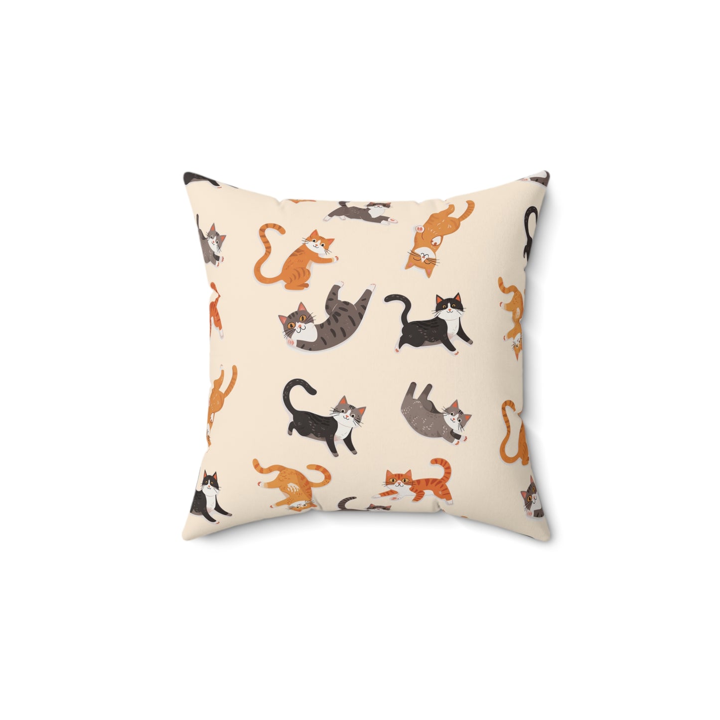 Cute Cat Pillow | Spun Polyester Square Pillow | Sand | Furry Novation