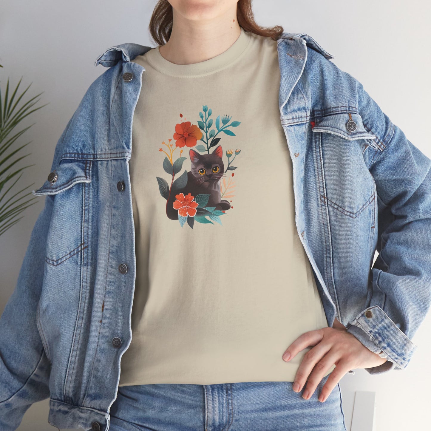 Cat With Flowers Cat T-shirt | Cat T-shirt | T-shirt | Furry Novation