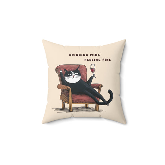 Cat Graphic Pillow | Spun Polyester Square Pillow | Sand | Furry Novation