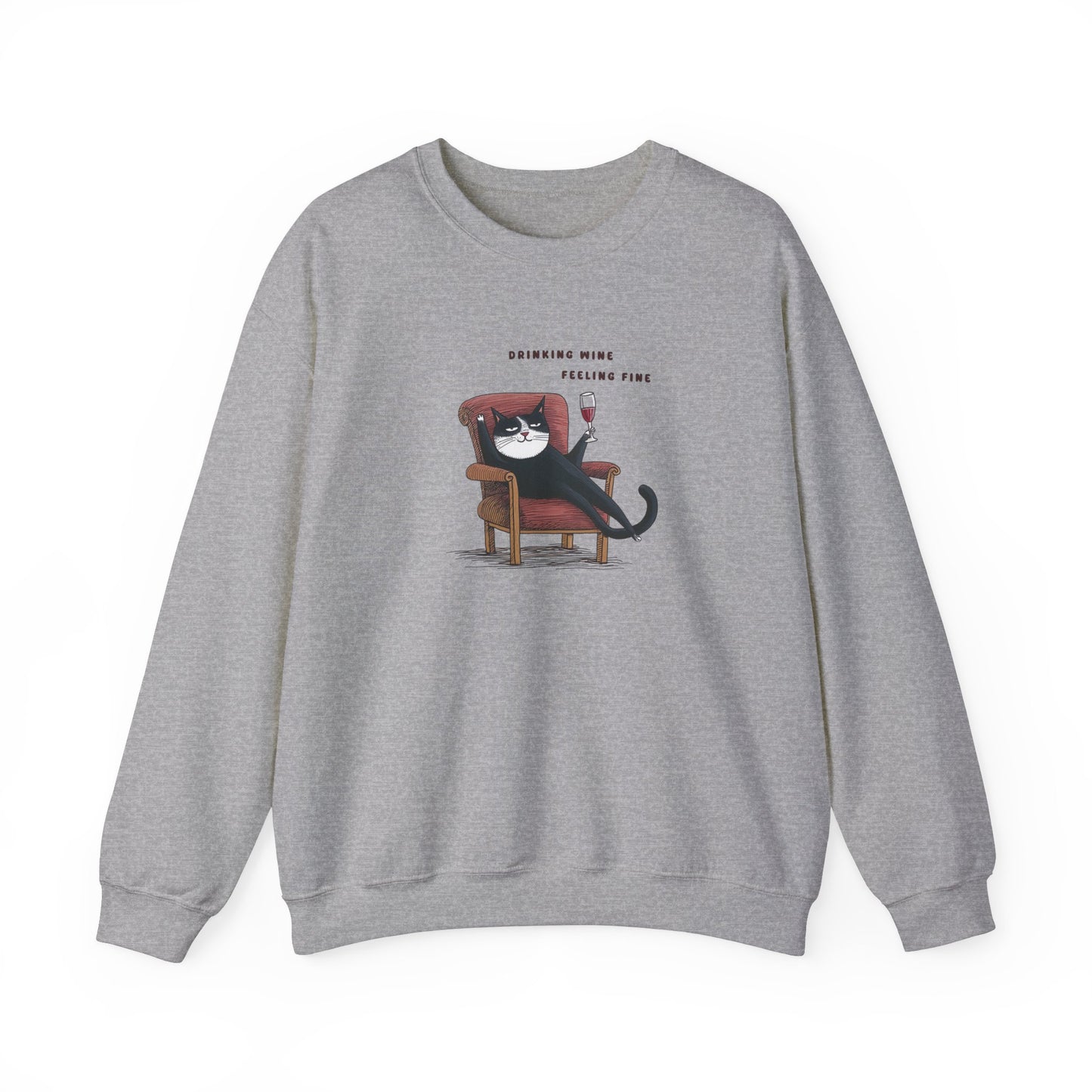 Cat Drinking Red Wine | Cat Sweatshirt | Sweatshirt | Furry Novation