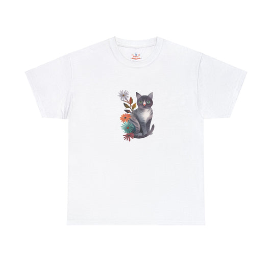 Cat With Flowers Cat T-shirt | Cat T-shirt | T-shirt | Furry Novation