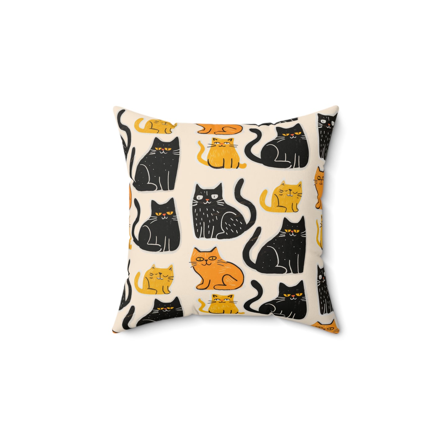 Cute Cat Pillow | Spun Polyester Square Pillow | Sand | Furry Novation