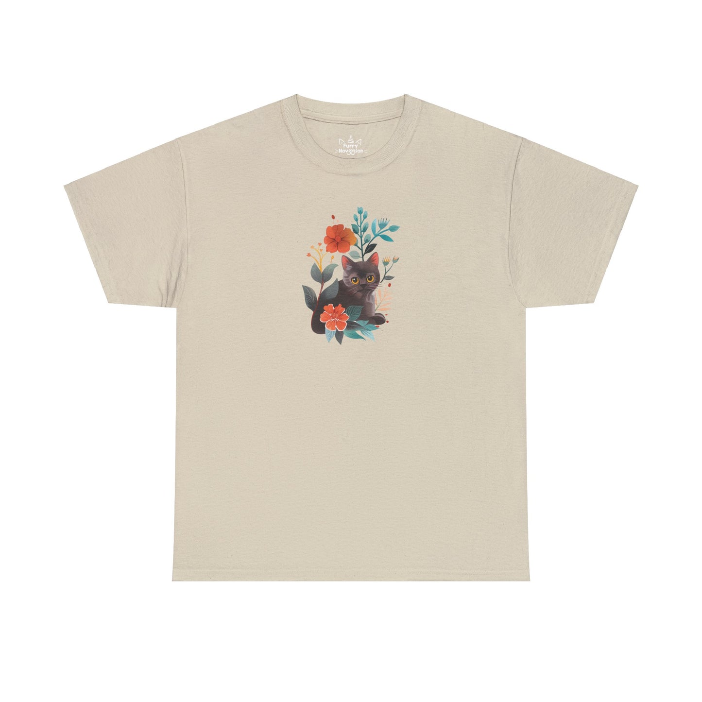 Cat With Flowers Cat T-shirt | Cat T-shirt | T-shirt | Furry Novation