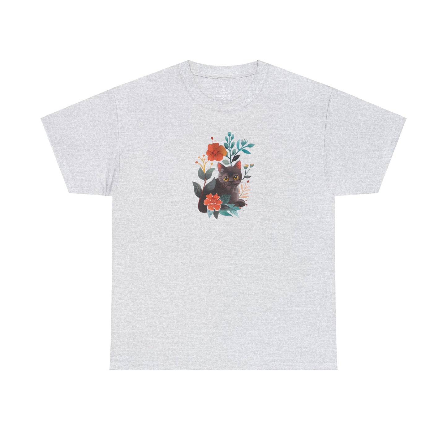 Cat With Flowers Cat T-shirt | Cat T-shirt | T-shirt | Furry Novation