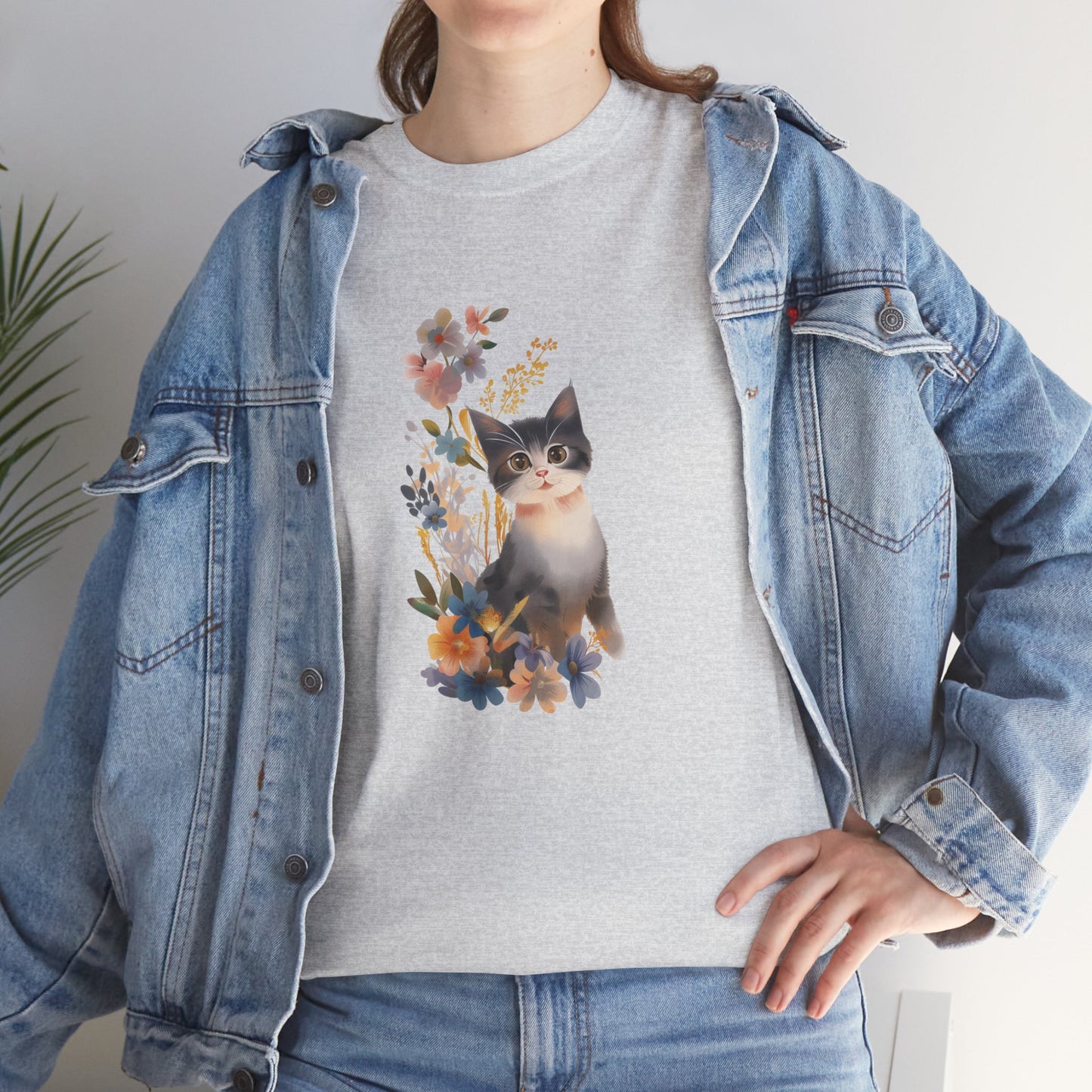 Cat With Flowers Cat T-shirt | Cat T-shirt | T-shirt | Furry Novation