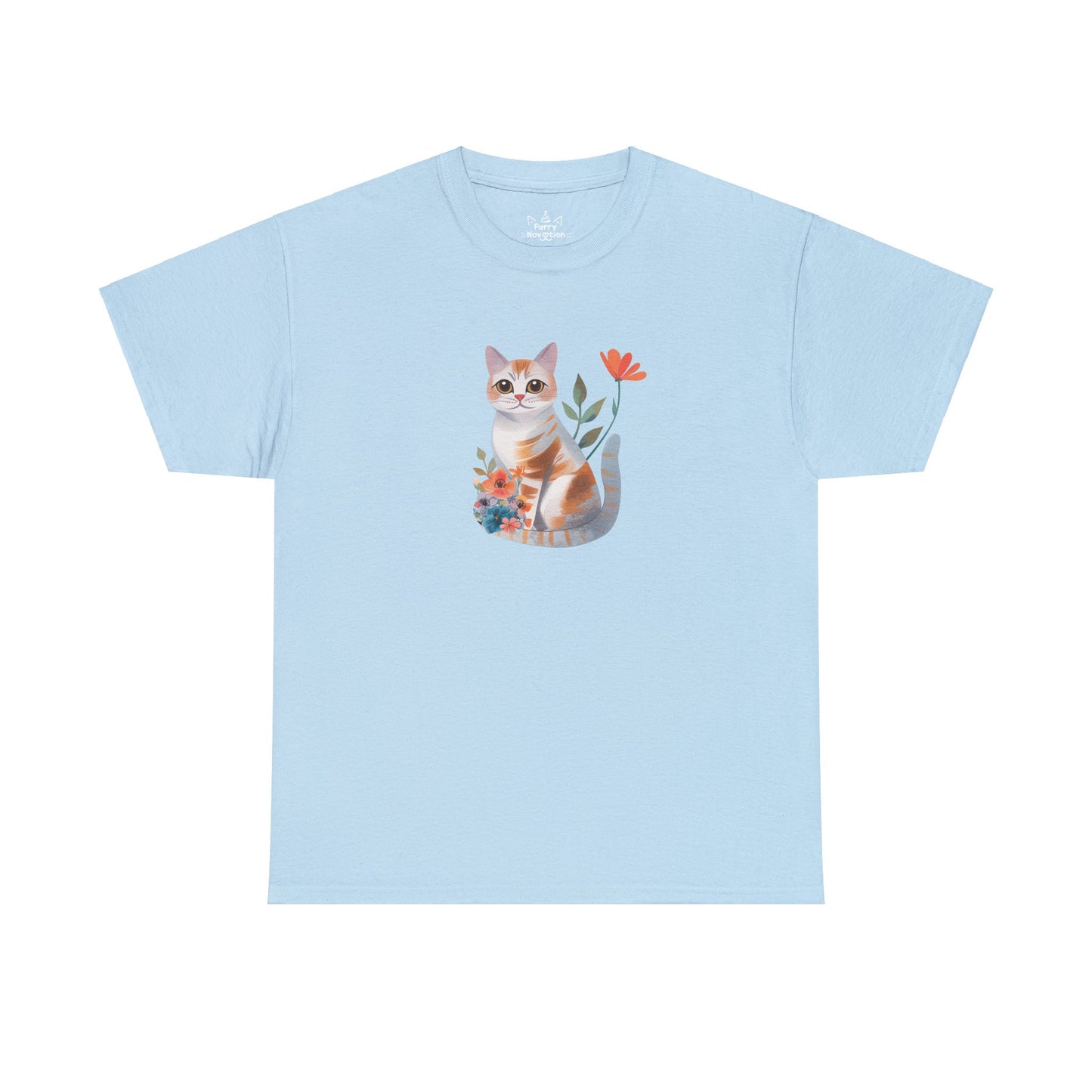 Cat With Flowers Cat T-shirt | Cat T-shirt | T-shirt | Furry Novation