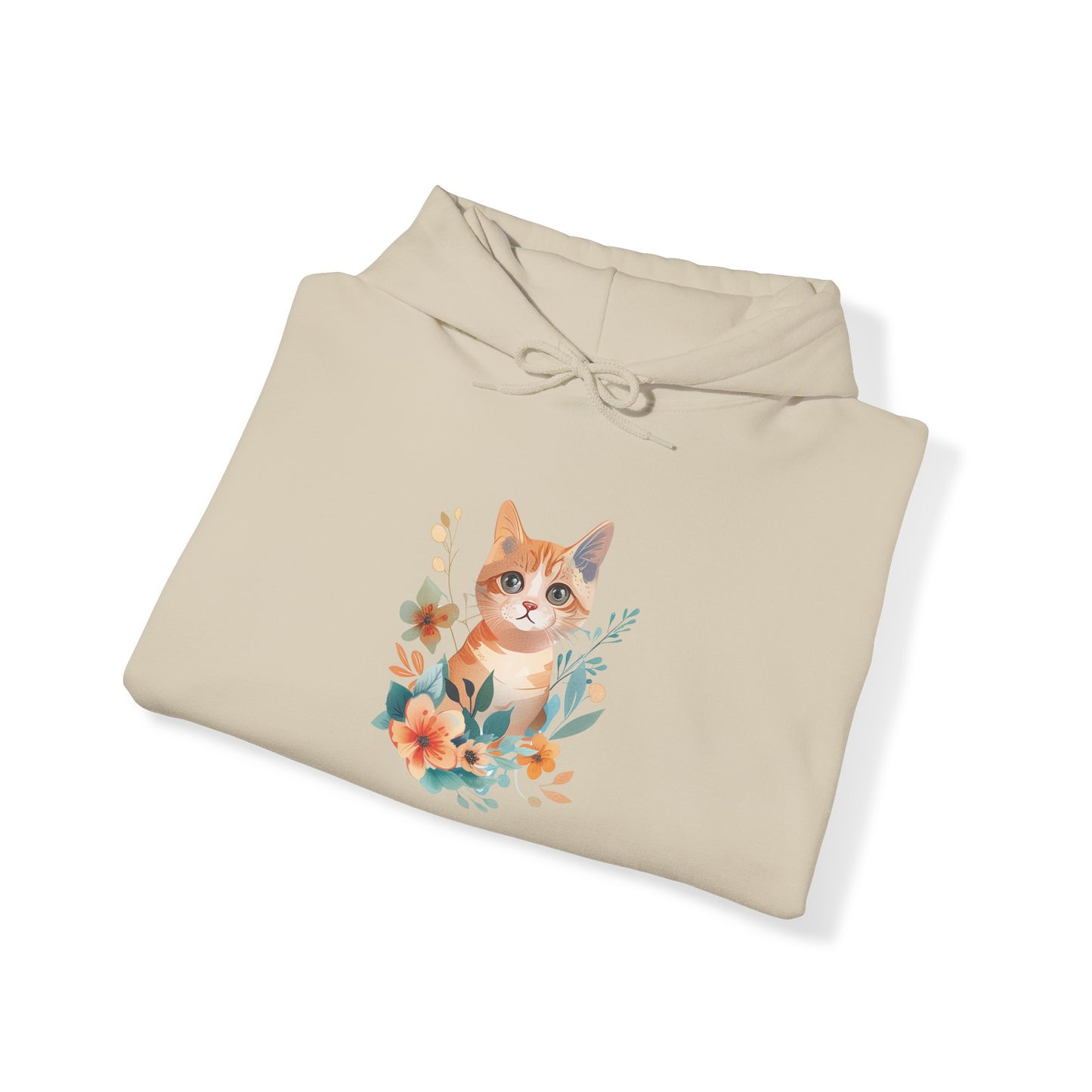 Flower With Orange Cat Hoodie | Cat Hoodie | Hoodie | Furry Novation