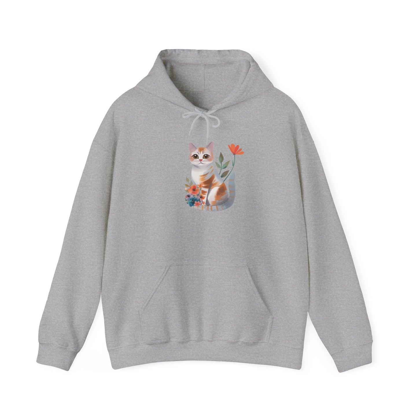 Flower With Orange Cat Hoodie | Cat Hoodie | Hoodie | Furry Novation