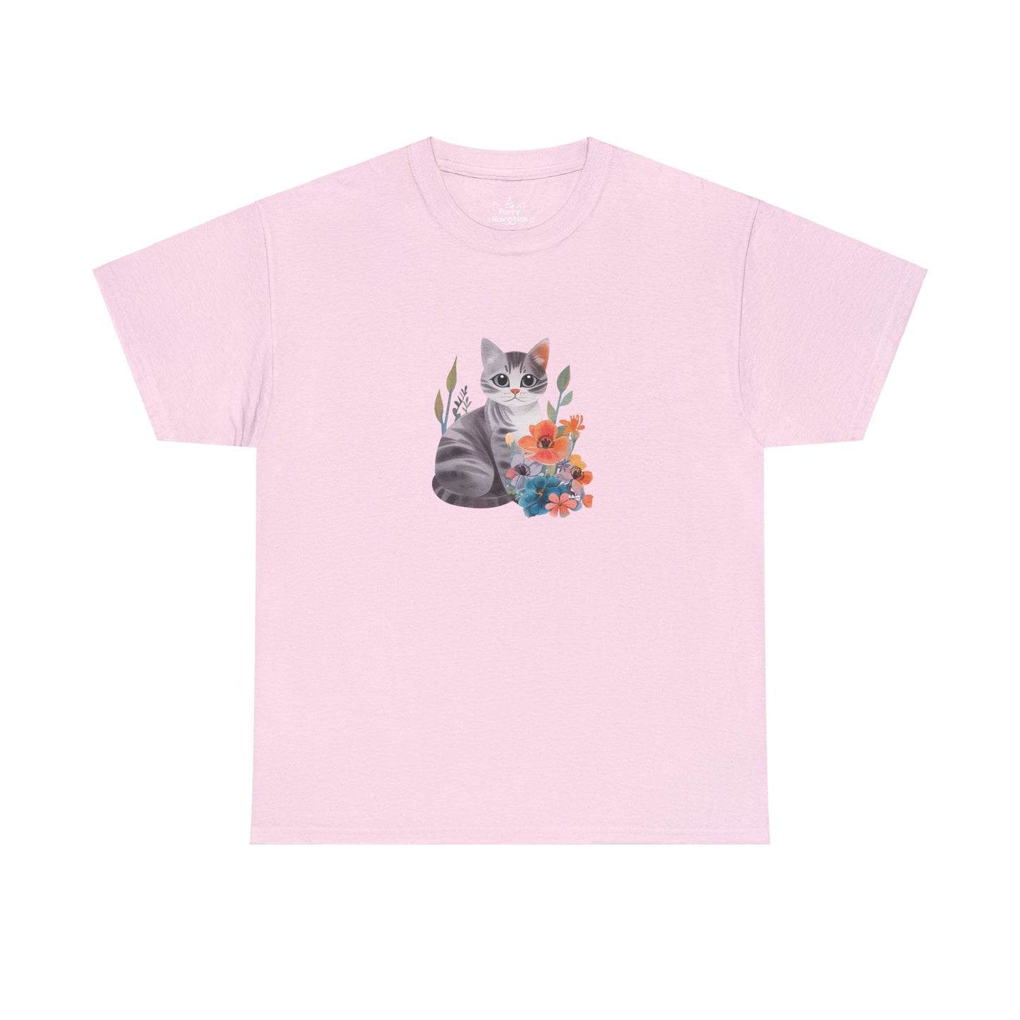 Cat With Flowers Cat T-shirt | Cat T-shirt | T-shirt | Furry Novation