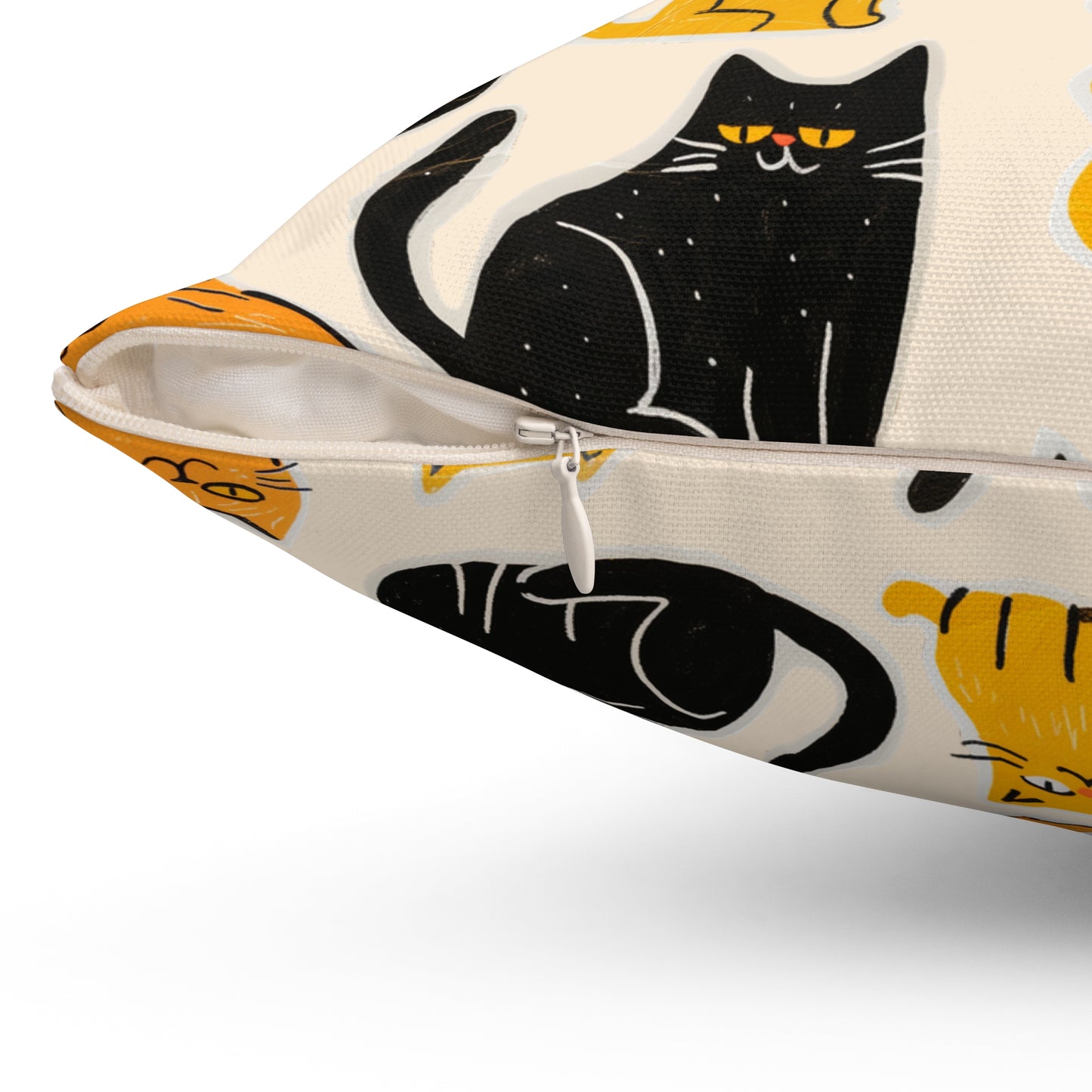 Cute Cat Pillow | Spun Polyester Square Pillow | Sand | Furry Novation