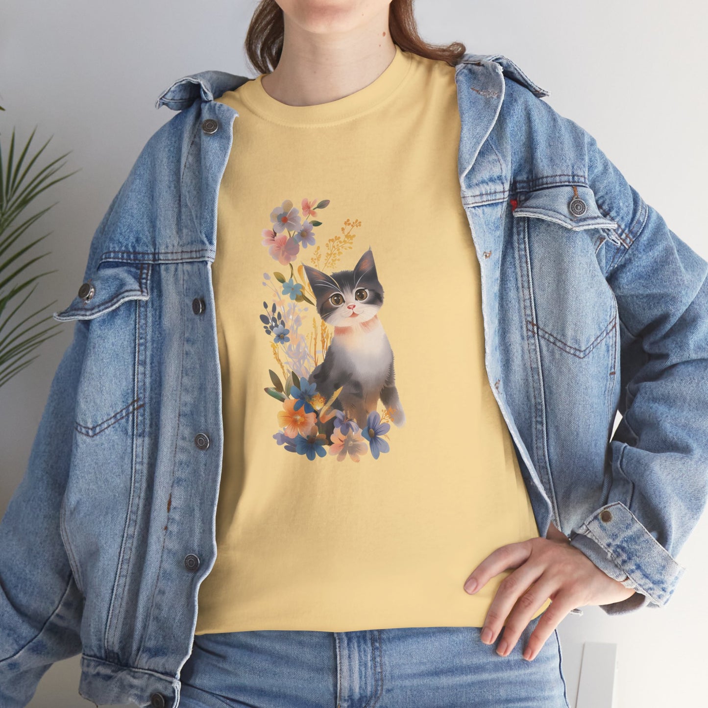 Cat With Flowers Cat T-shirt | Cat T-shirt | T-shirt | Furry Novation