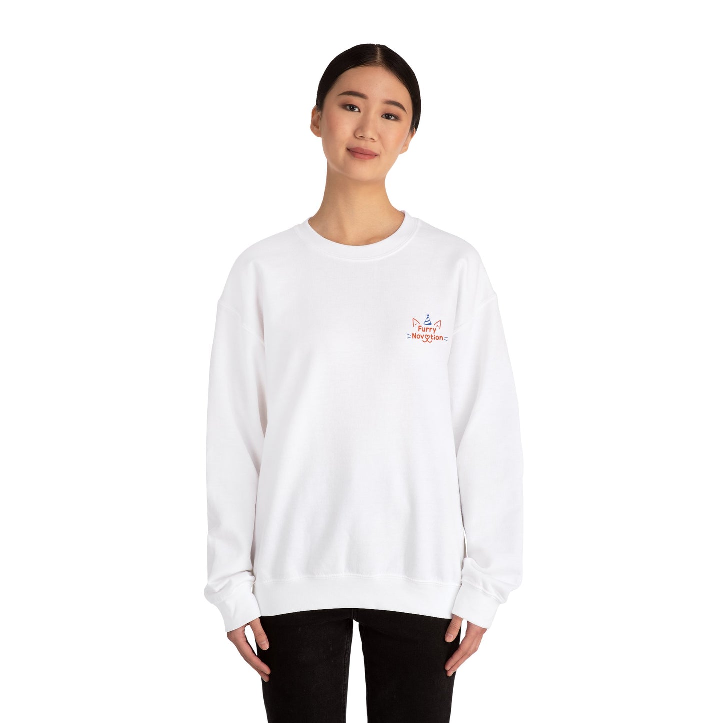 FurryNovation Brand Crewneck Sweatshirt-White