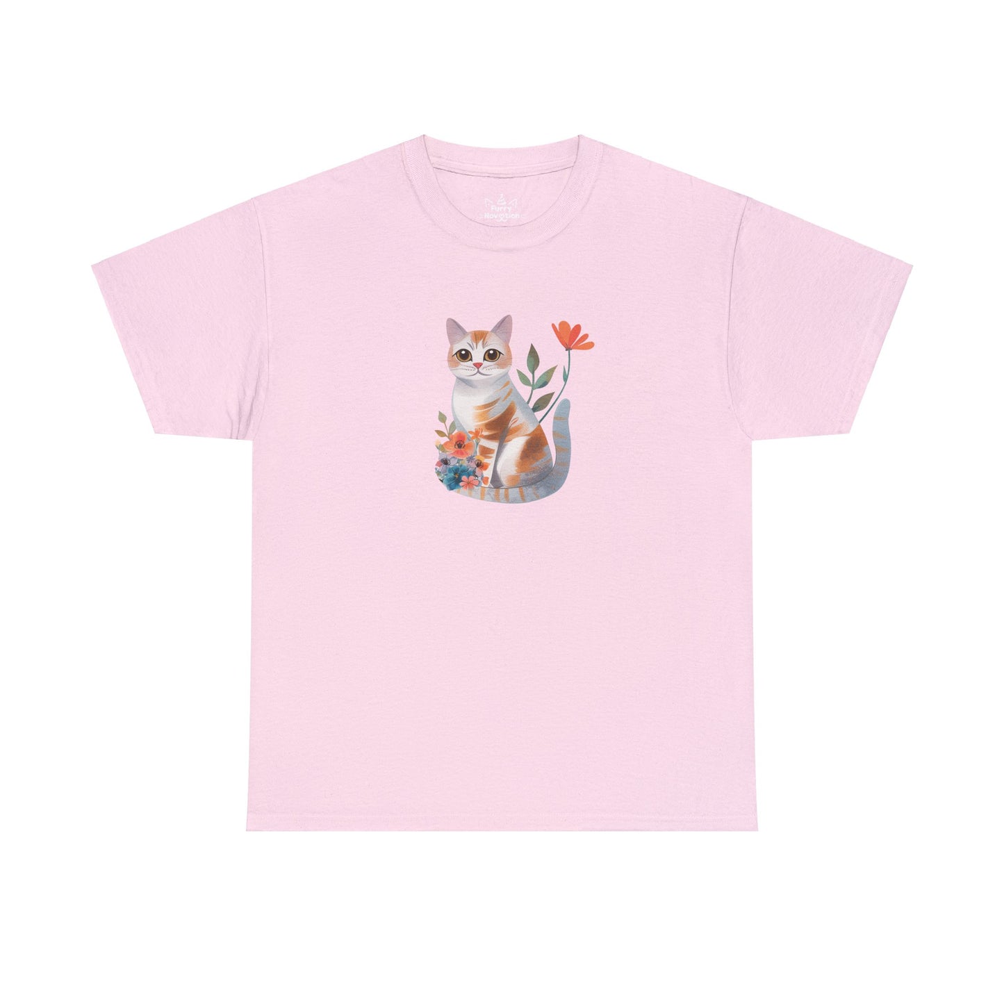 Cat With Flowers Cat T-shirt | Cat T-shirt | T-shirt | Furry Novation