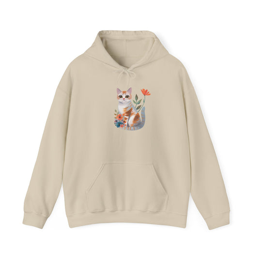 Flower With Orange Cat Hoodie | Cat Hoodie | Hoodie | Furry Novation