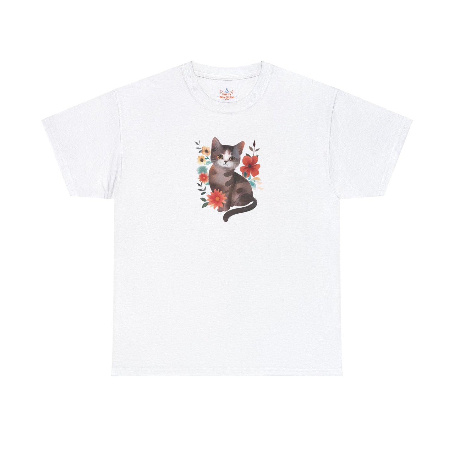 Cat With Flowers Cat T-shirt | Cat T-shirt | T-shirt | Furry Novation