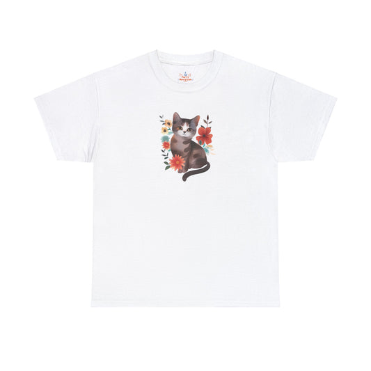 Cat With Flowers Cat T-shirt | Cat T-shirt | T-shirt | Furry Novation