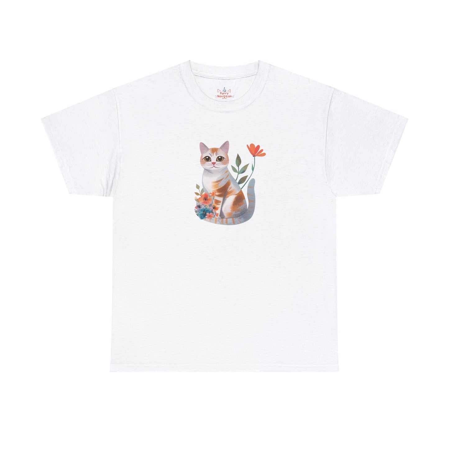 Cat With Flowers Cat T-shirt | Cat T-shirt | T-shirt | Furry Novation