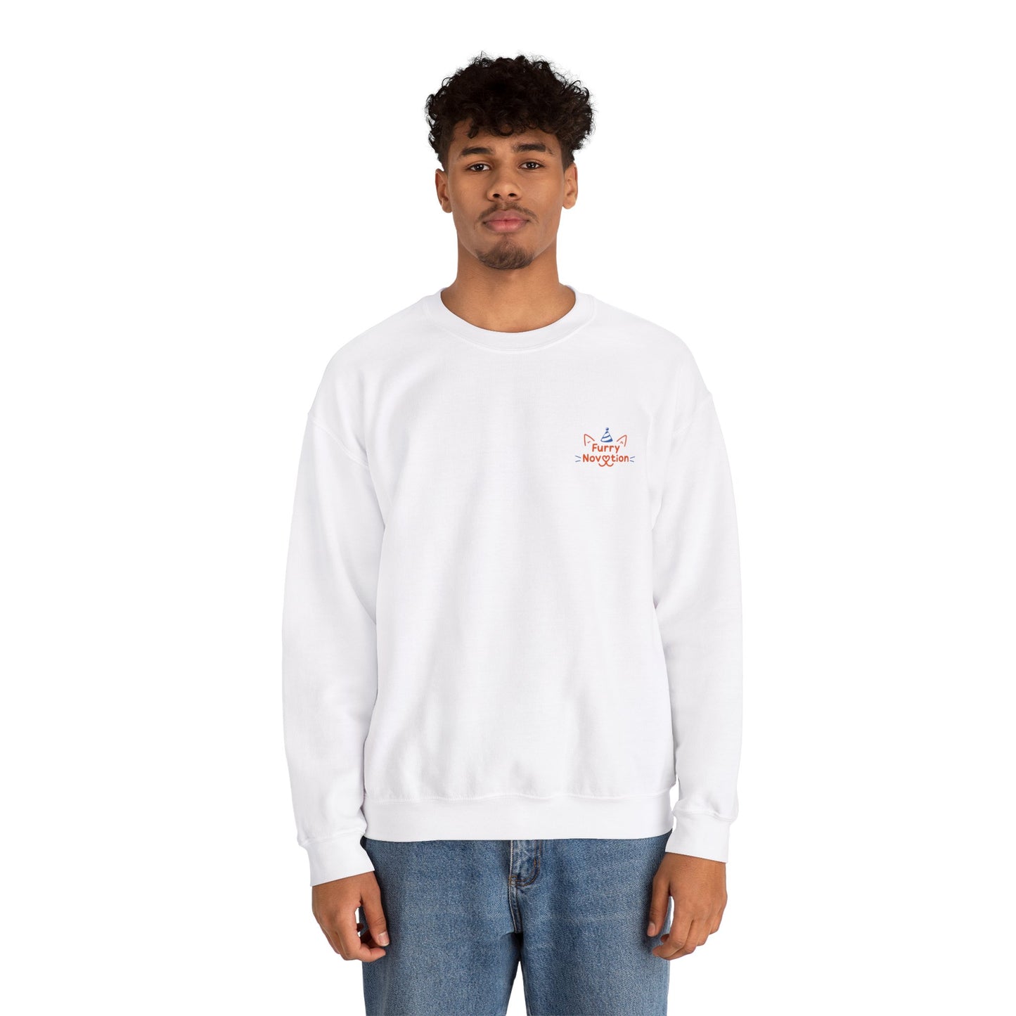 FurryNovation Brand Crewneck Sweatshirt-White