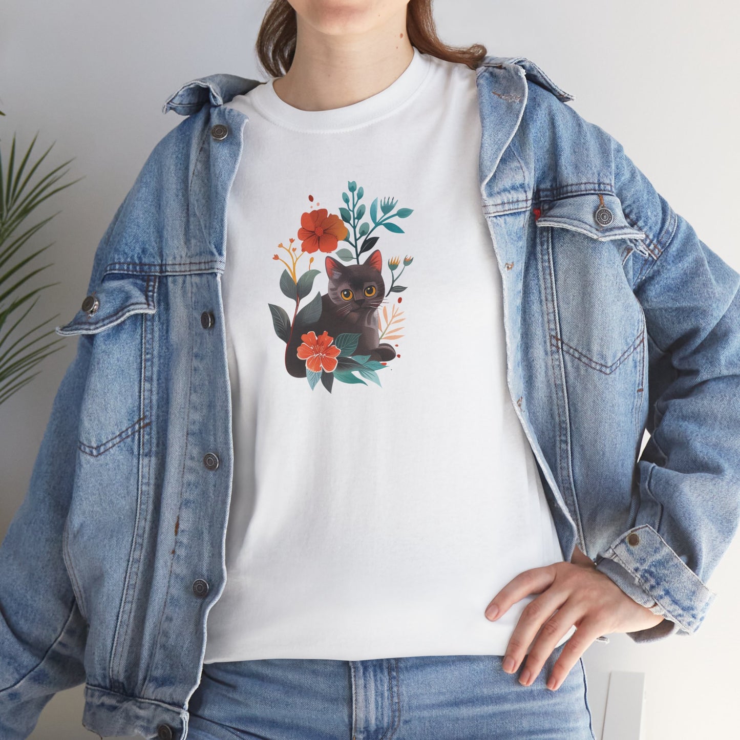 Cat With Flowers Cat T-shirt | Cat T-shirt | T-shirt | Furry Novation