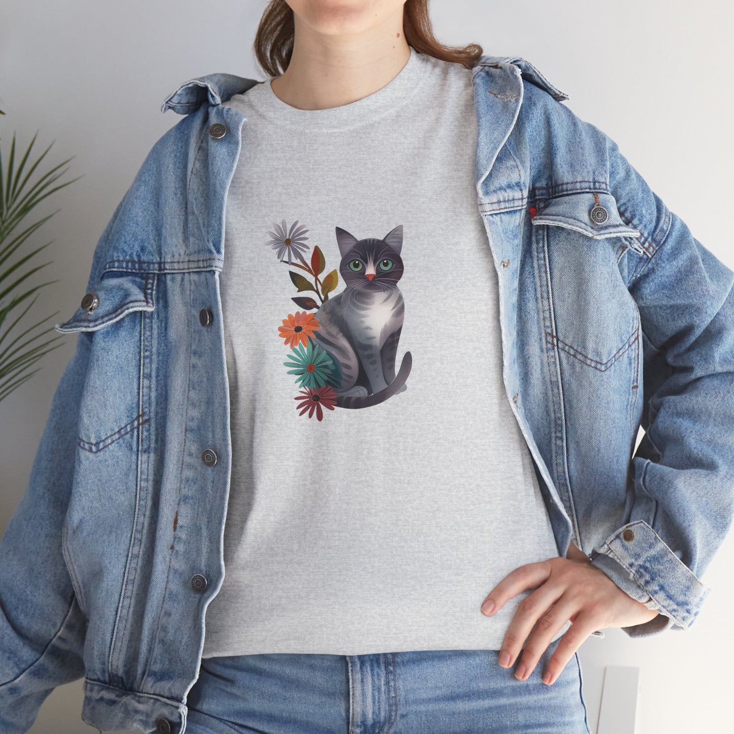 Cat With Flowers Cat T-shirt | Cat T-shirt | T-shirt | Furry Novation