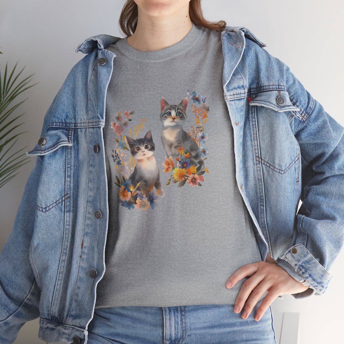 Cat With Flowers Cat T-shirt | Cat T-shirt | T-shirt | Furry Novation