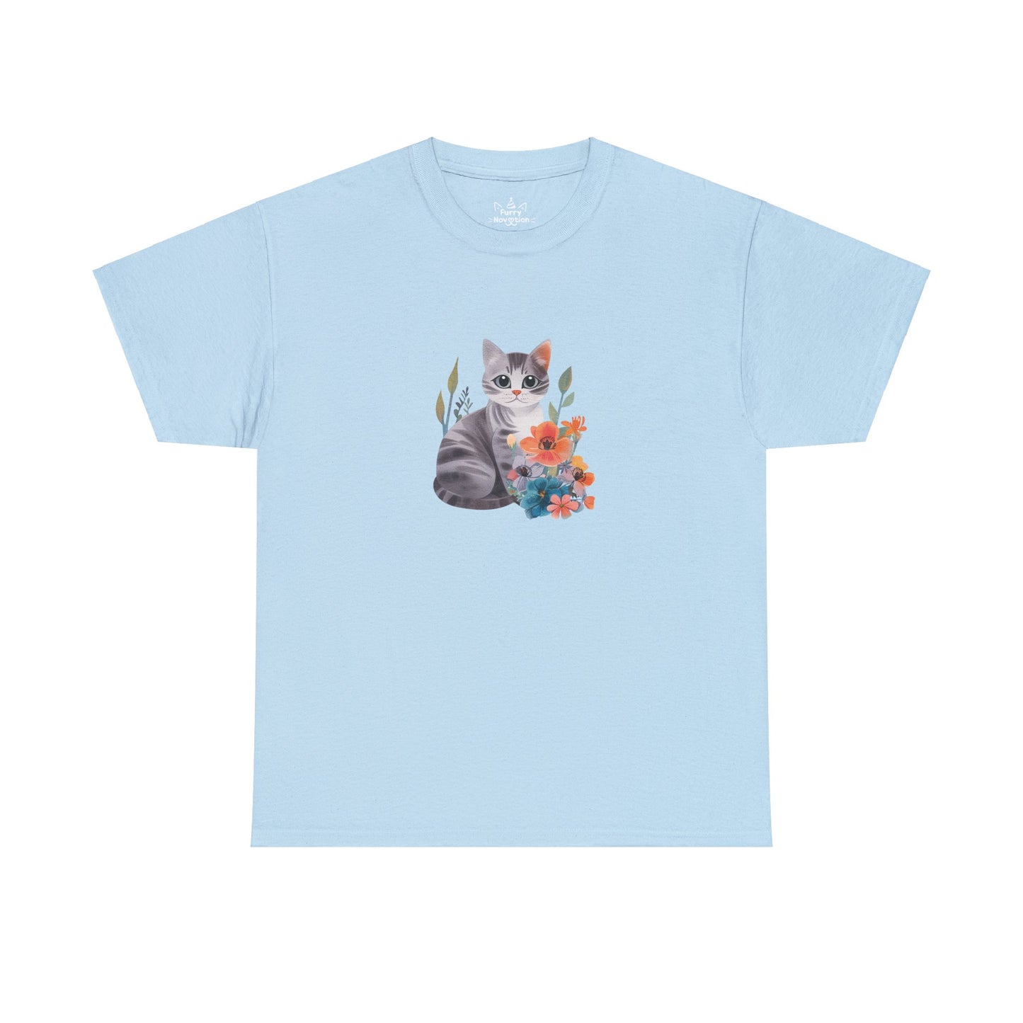 Cat With Flowers Cat T-shirt | Cat T-shirt | T-shirt | Furry Novation