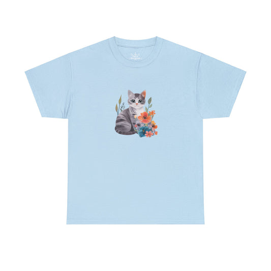 Cat With Flowers Cat T-shirt | Cat T-shirt | T-shirt | Furry Novation