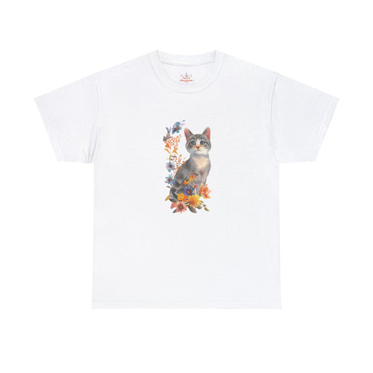 Cat With Flowers Cat T-shirt | Cat T-shirt | T-shirt | Furry Novation