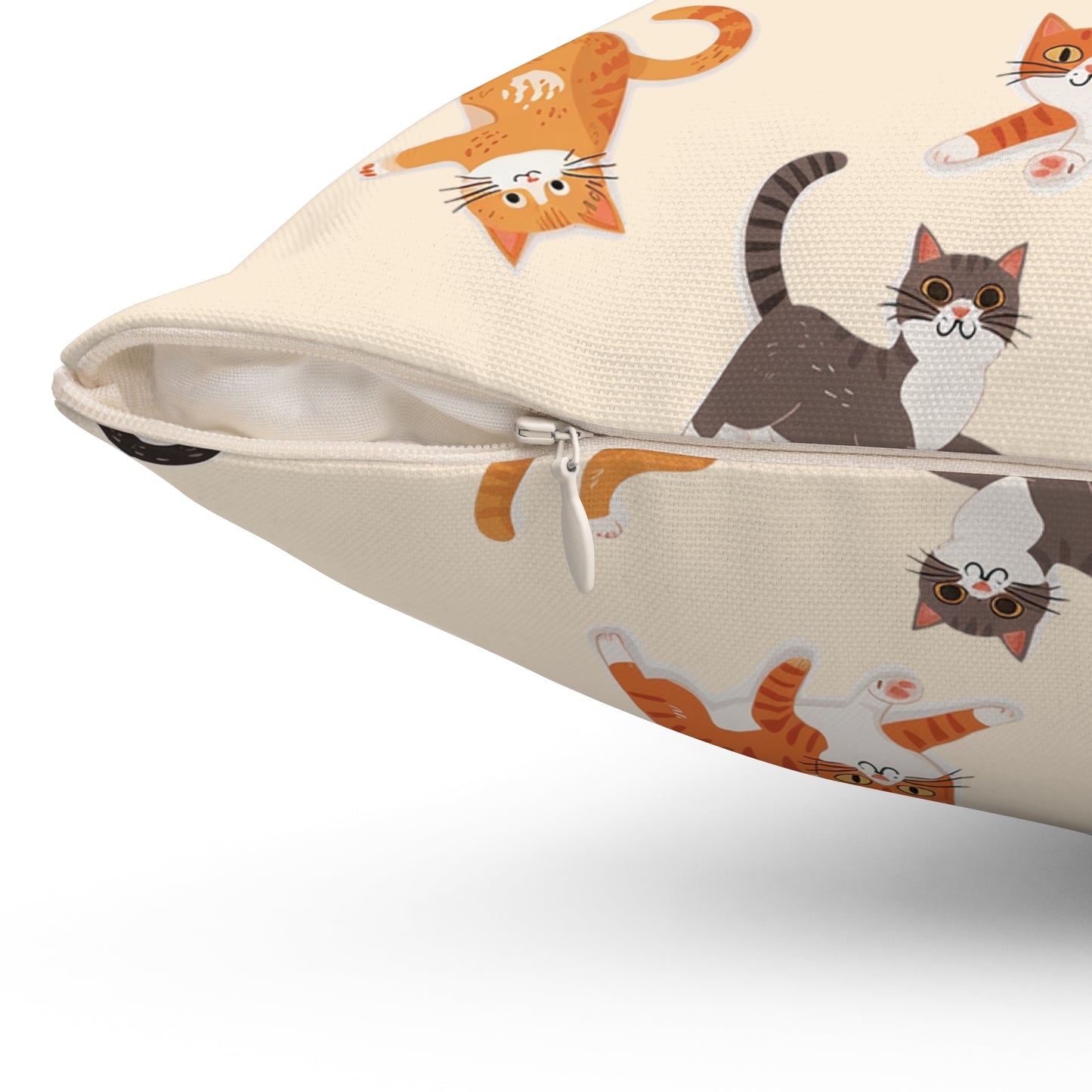 Cute Cat Pillow | Spun Polyester Square Pillow | Sand | Furry Novation