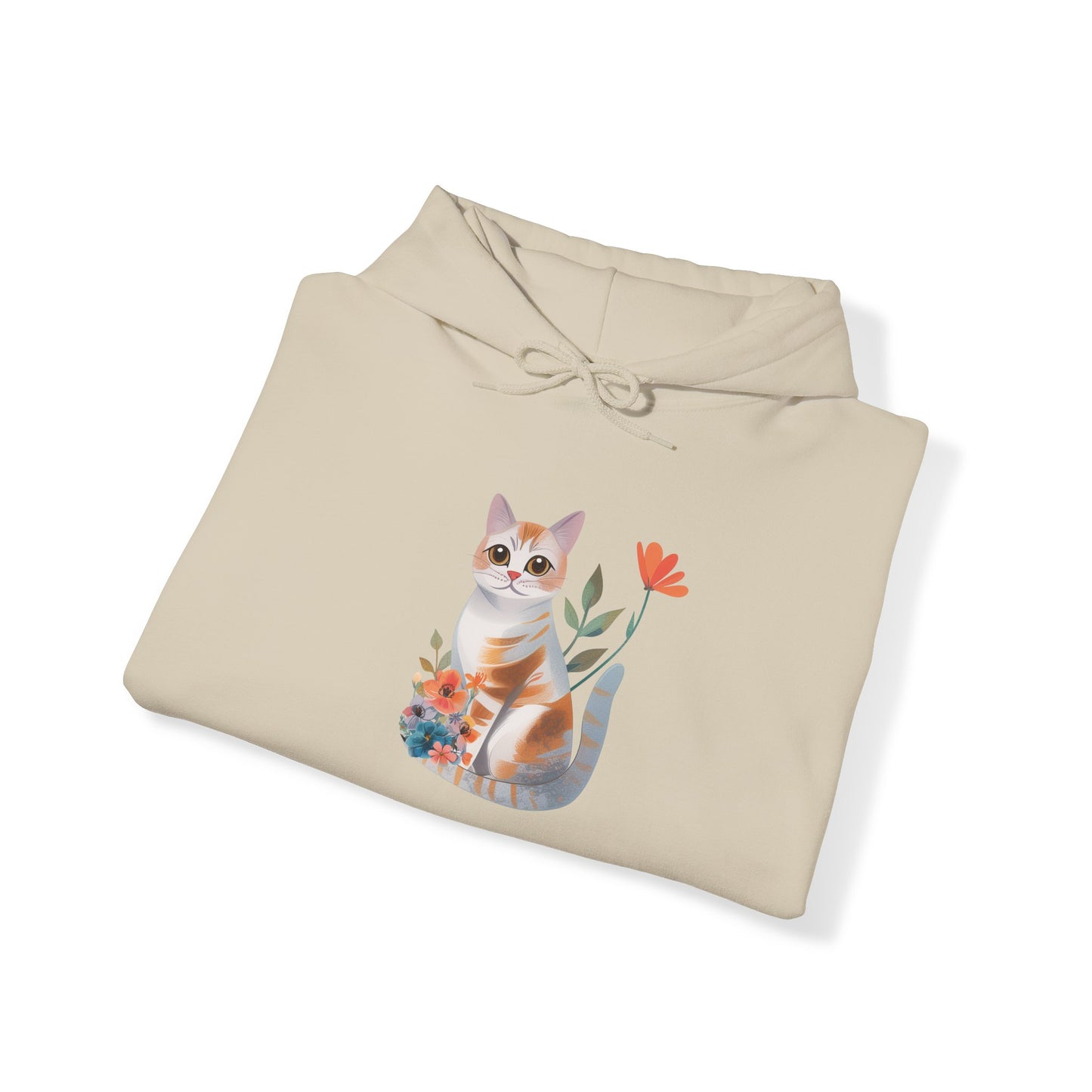 Flower With Orange Cat Hoodie | Cat Hoodie | Hoodie | Furry Novation