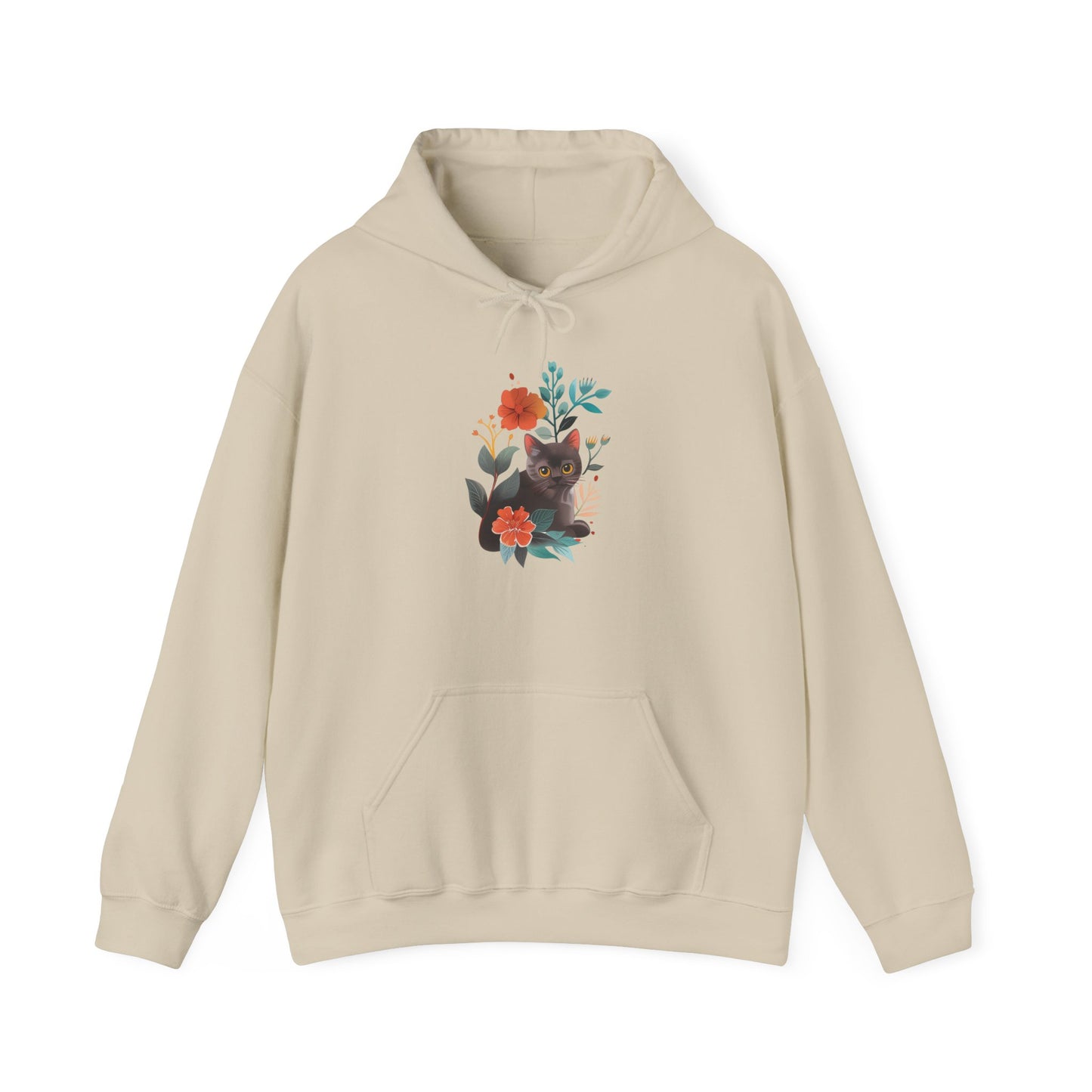 Flower With Cat Hoodie | Cat Hoodie | Hoodie | Furry Novation