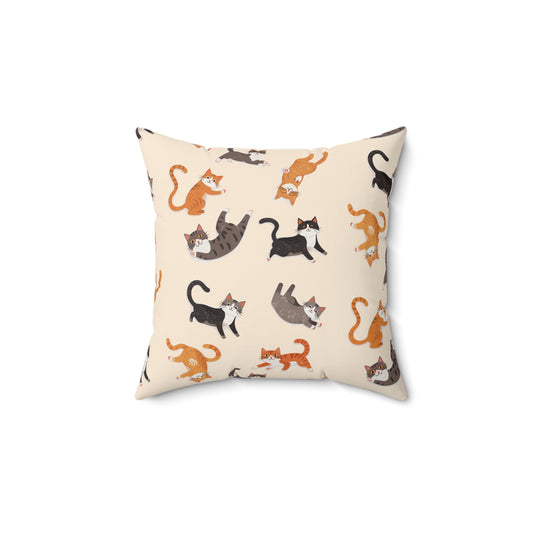 Cute Cat Pillow | Spun Polyester Square Pillow | Sand | Furry Novation