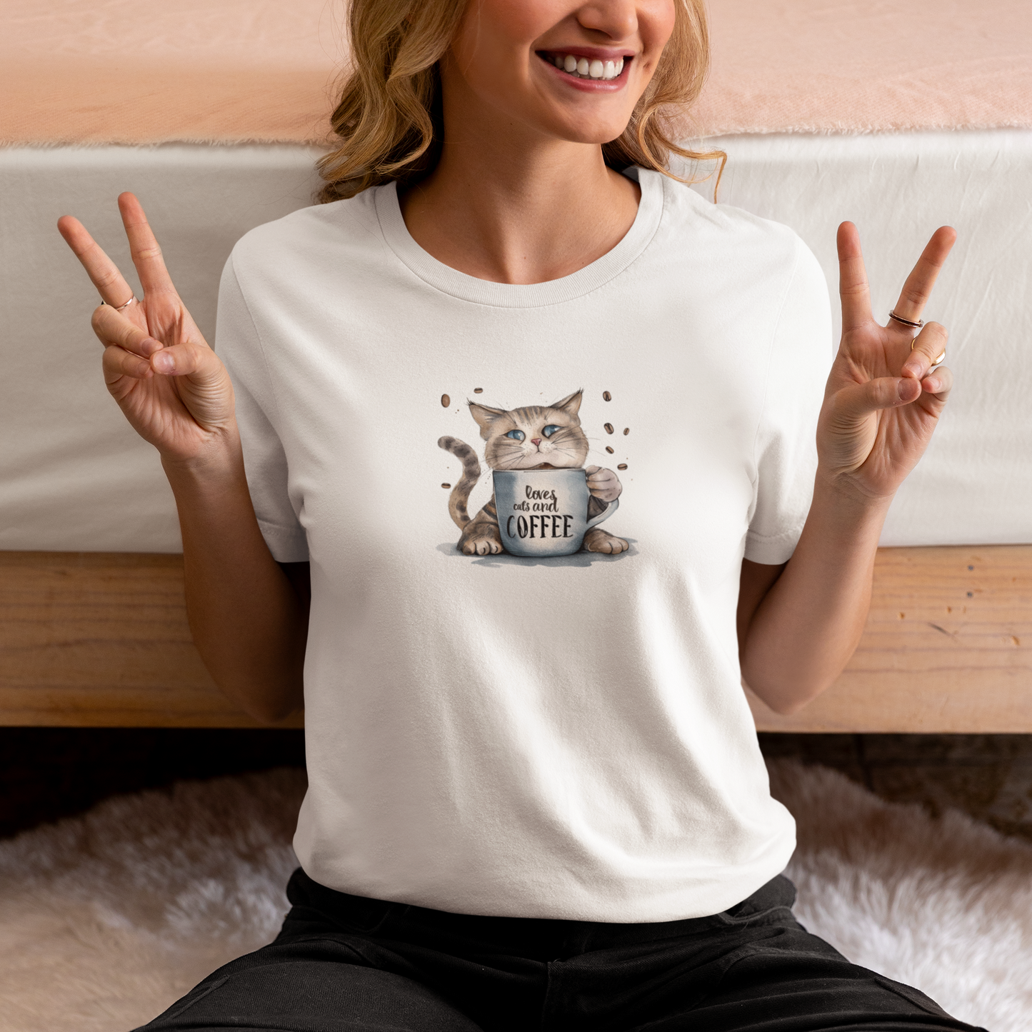 Cat & Coffee Cat T-shirt | Cat T-shirt | T-shirt | Furry Novation