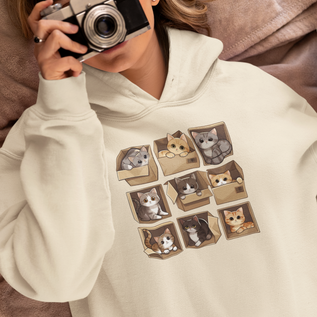 Cat With Boxes Hoodie | Cat Hoodie | Hoodie | Furry Novation